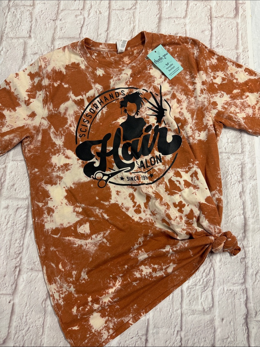 Bella Canvas Rust and Cream Tie-Dye Hair Salon Graphic Tee